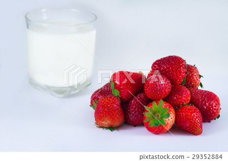 Milk and Strawberry isolated on white background. Milk and Strawberry isolated on white background. 29352884