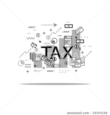 Line Art Flat Style Design Set of tax payment Line Art Flat Style Design Set of tax payment 29354198