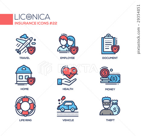 Insurance - coloured modern single line icons set 29354851