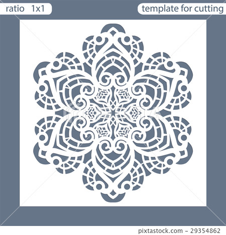 Template square greeting cards laser cut. 29354862