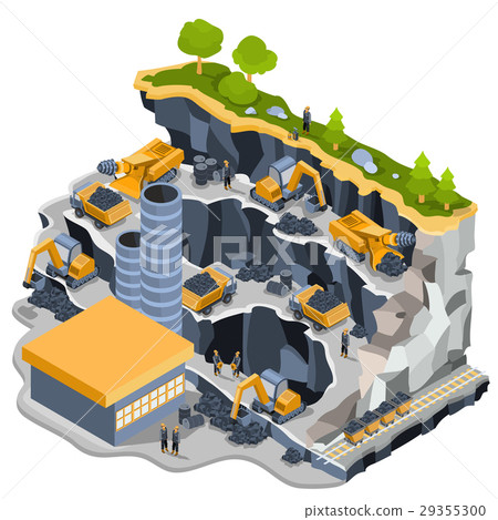 Vector isometric illustration coal mining quarry 29355300