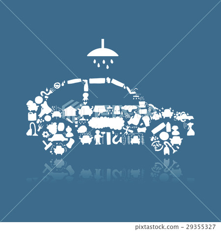 Car washing, vector icons sketch for your design 29355327