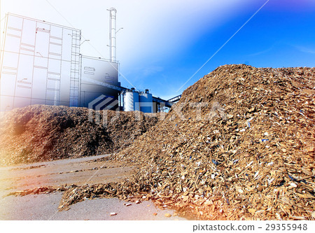 bio power plant drawing  storage of wooden fuel 29355948