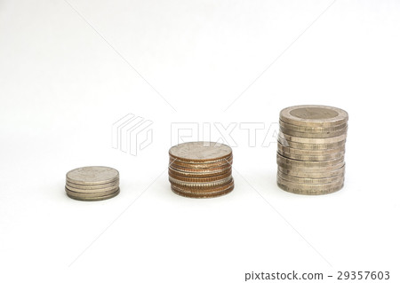 Stack coins growing or saving on white background 29357603