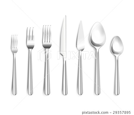 Realistic Silverware Top View Realistic Silverware Top View 29357895