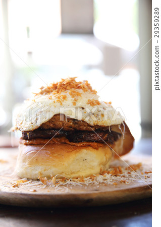 Beef Hamburger on wood background Beef Hamburger on wood background 29359289