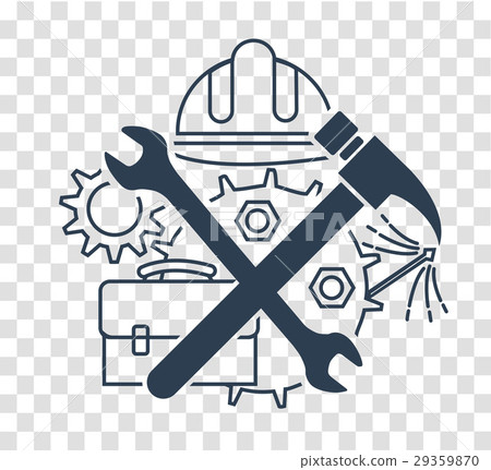 silhouette Icon of tools on labor Day 29359870