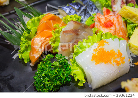 sashimi set on plate sashimi set on plate 29361224