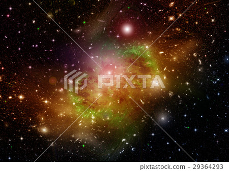 Stars, dust and gas nebula in a far galaxy Stars, dust and gas nebula in a far galaxy 29364293