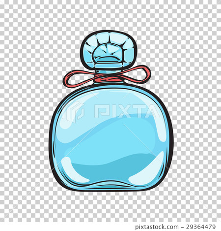 Blue Glass Bottle of Perfume Isolated Illustration Blue Glass Bottle of Perfume Isolated Illustration 29364479