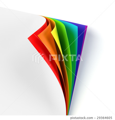 Blank document with rainbow colored curled corner 29364605