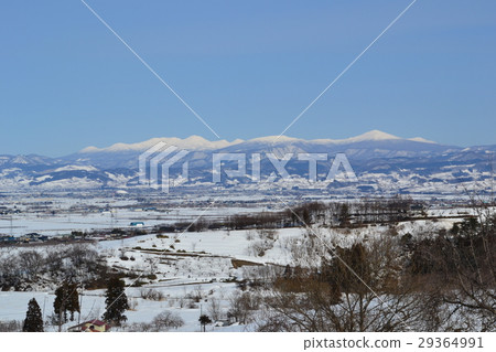 View of Hakkoda mountains of snow from Hirosaki View of Hakkoda mountains of snow from Hirosaki 29364991