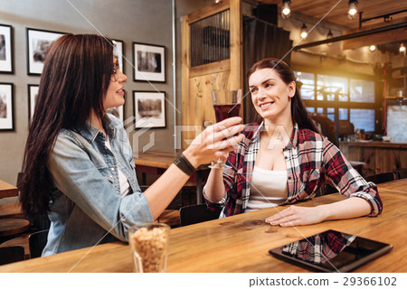Positive females drinking fresh juice 29366102