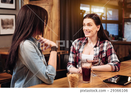 Happy brunette keeping her eyes wide opened 29366106