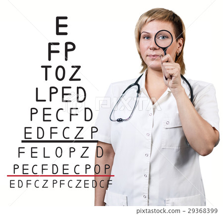 Female doctor near eyesight test chart Female doctor near eyesight test chart 29368399