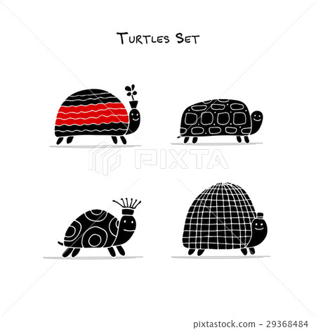 Funny turtles set, sketch for your design 29368484
