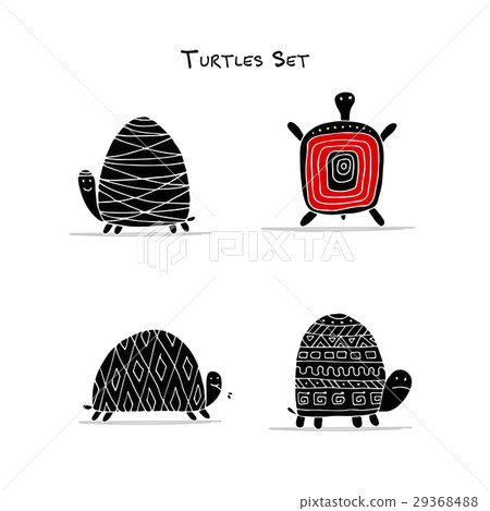 Funny turtles set, sketch for your design Funny turtles set, sketch for your design 29368488