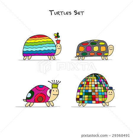 Funny turtles set, sketch for your design Funny turtles set, sketch for your design 29368491