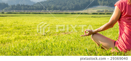 Woman Meditate at the Mountains 29369040