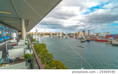 People left lunch behind, view the marina instead. 29369546