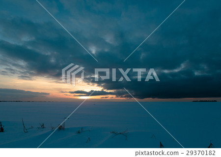 Sunset in Russia in winter season. Sunset in Russia in winter season. 29370182