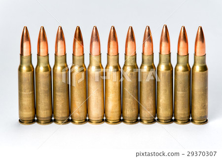 Group several rifle cartridges with reflections Group several rifle cartridges with reflections 29370307