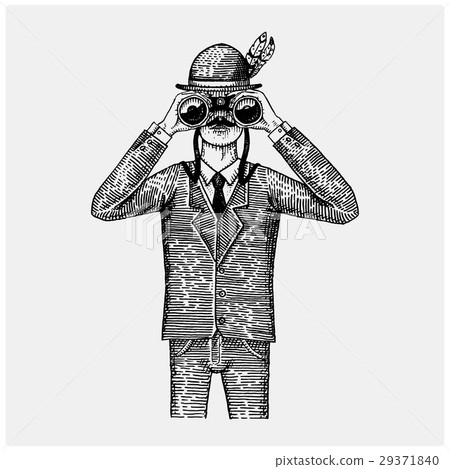 Man in costume looking through the binoculars 29371840
