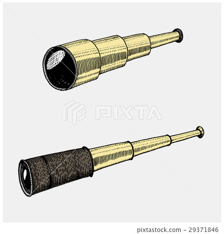 Astronomical telescope, vintage, engraved hand Astronomical telescope, vintage, engraved hand 29371846