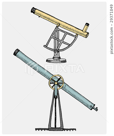 Astronomical telescope, vintage, engraved hand 29371849