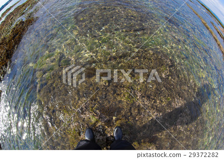 Fisheye blue sky sky beach rock Fisheye blue sky sky beach rock 29372282