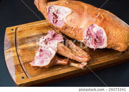Smoked Duck Whole Sliced Wing Breast Wooden Tray 29373341