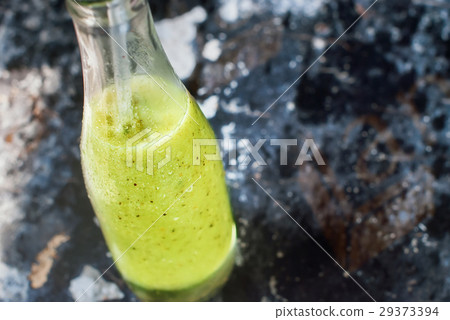 Juice Smoothie Bottle Green Shabby Background Juice Smoothie Bottle Green Shabby Background 29373394
