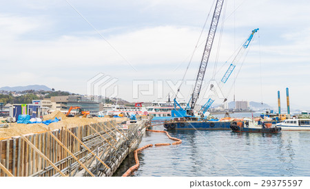 River Floating construction work River Floating construction work 29375597