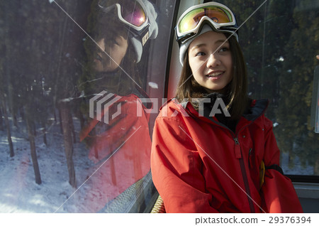 Ski resort gondola female portrait 29376394