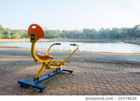 outdoor gym in front of the lake 29378626