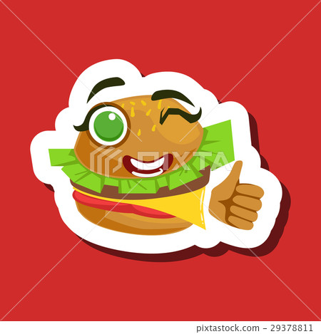 Burger Sandwich Showing Thumbs Up, Cute Emoji 29378811