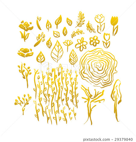 Gold Hand Drawn Spring - Stock Illustration [29379840] - PIXTA