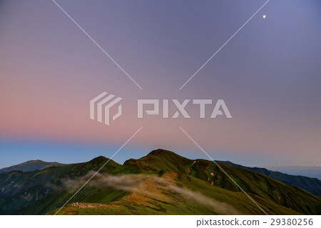 Iidake mountain peak · Beautiful landscape of afterglow seen from Kamiuchi dake · Iideyama Motoyama Iidake mountain peak · Beautiful landscape of afterglow seen from Kamiuchi dake · Iideyama Motoyama 29380256