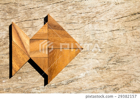 Wooden tangram puzzle in fish shape  29382157