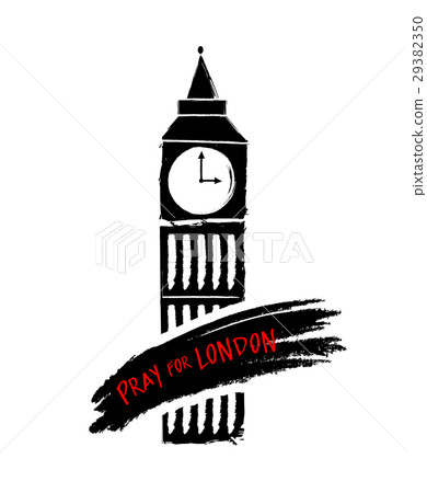 Big Ben with Pray For London text.  29382350