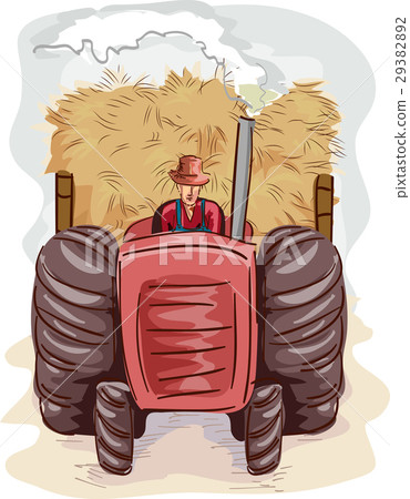 Man Farmer Tractor Hay Man Farmer Tractor Hay 29382892