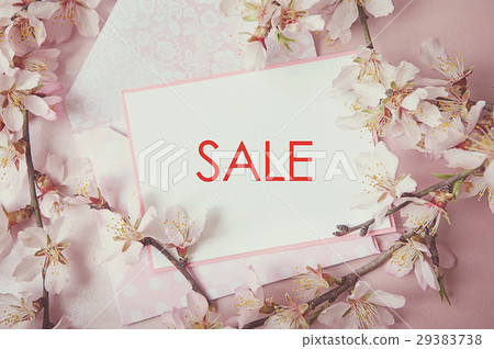 inscription spring sale On a pink background with inscription spring sale On a pink background with 29383738