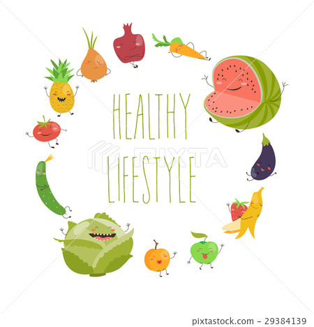 Cartoon vegetable cute characters face isolated on Cartoon vegetable cute characters face isolated on 29384139