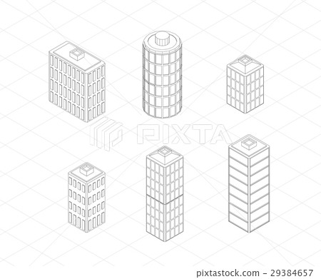 Vector isometric buildings set. 29384657