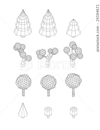 Isometric vector tree set. Landscape constructor 29384671