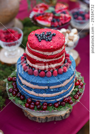 Wedding in the forest. cake with berries Wedding in the forest. cake with berries 29384732