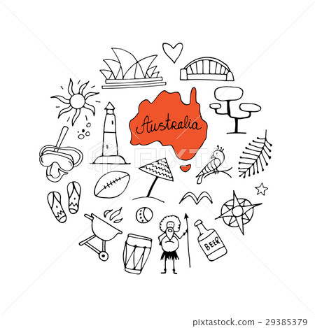 Australia icons set, sketch for your design 29385379