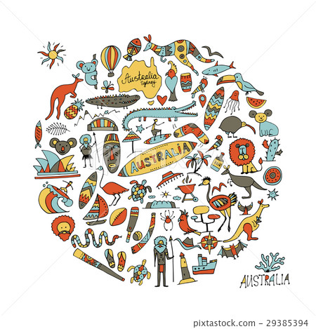 Australia icons set, sketch for your design 29385394