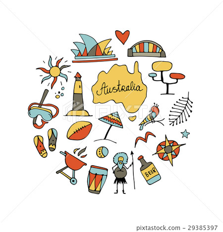 Australia icons set, sketch for your design 29385397