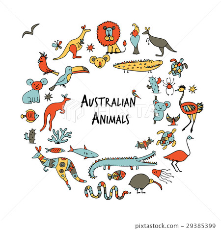 Australian animals set, sketch for your design Australian animals set, sketch for your design 29385399